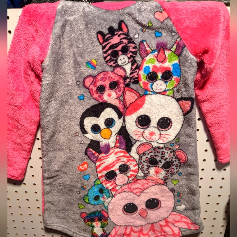 ❄️ Ty Beanie Boos Nightgown, Pink Fleece, Girls 6x